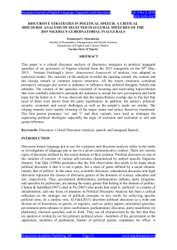 discursive strategies in political speech: a critical discourse analysis