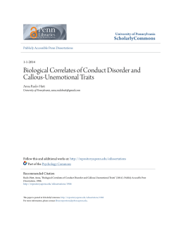 Biological Correlates Of Conduct Disorder And Callous