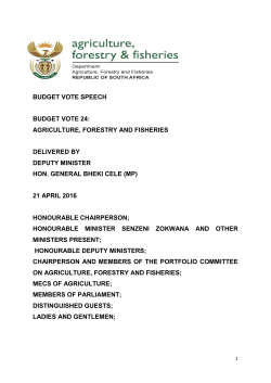 BUDGET VOTE SPEECH BUDGET VOTE 24: AGRICULTURE