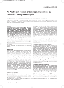 An Analysis of Forensic Entomological Specimens by Universiti