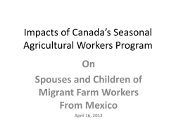 Canada`s Seasonal Agricultural Worker Program (SAWP)
