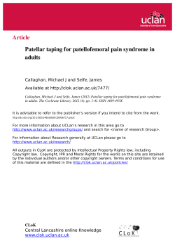 Patellar taping for patellofemoral pain syndrome in - CLoK