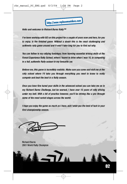 Hello and welcome to Richard Burns Rally&trade; I`ve - E