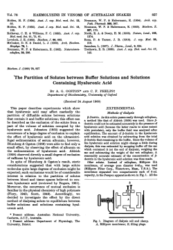 The Partition of Solutes between Buffer Solutions and Solutions