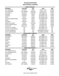 OOLOGAH MUSTANGS 2016 FOOTBALL SCHEDULE