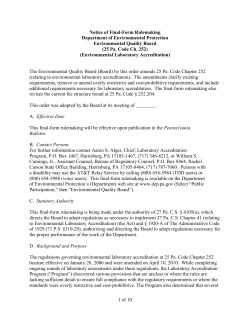 1 of 10 Notice of Final-Form Rulemaking Department of