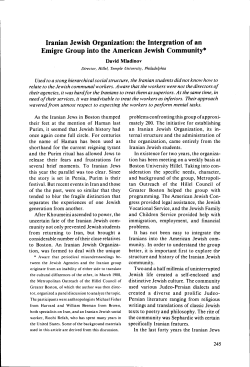 Iranian Jewish Organization: the Intergration of an Emigre Group