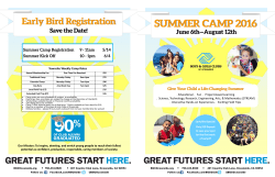 Townsite Weekly Camp Rates Our Mission: To inspire, develop, and