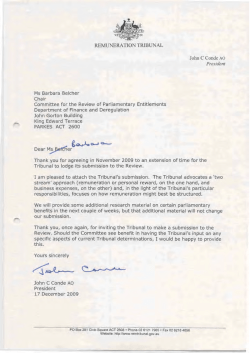 Submission to Review of Parliamentary Entitlements