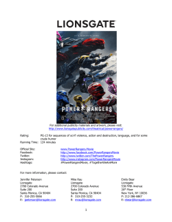 Production Notes - Lionsgate Publicity