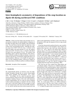 Inter-hemispheric asymmetry of dependence of the cusp location on