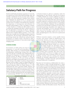 Salutary Path for Progress - Journal of Ayurveda and Integrative