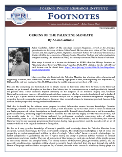 ORIGINS OF THE PALESTINE MANDATE By Adam Garfinkle