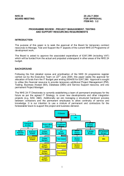 NHS 24 28 JULY 2004 BOARD MEETING FOR APPROVAL ITEM