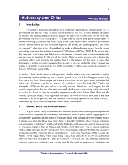 Autocracy and China - Western University Economics