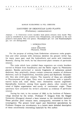 DISCOVERY OF ORDOVICIAN LAND PLANTS (Preliminary