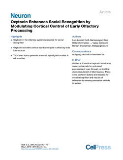 Oxytocin enhances scoial recognition by modulating cortical control