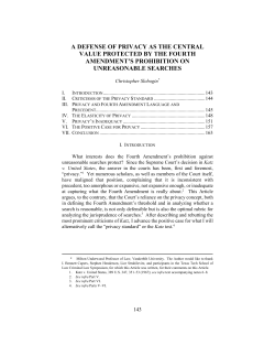 a defense of privacy as the central value protected by the fourth