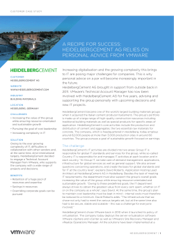 A RECIPE FOR SUCCESS: HEIDELBERGCEMENT AG RELIES ON
