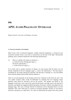 2009a, APO: Avoid Pragmatic Overload. In Jacqueline Visconti, Maj