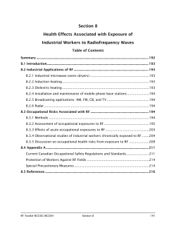 Section 8 Health Effects Associated with Exposure of Industrial
