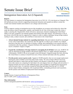 Senate Issue Brief: Immigration Innovation Act (I-Squared
