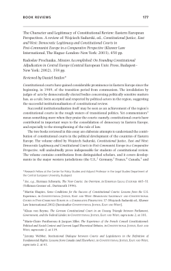 The Character and Legitimacy of Constitutional Review: Eastern