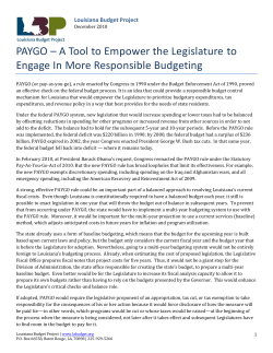 PAYGO &ndash; A Tool to Empower the Legislature to Engage In More