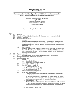 Board of Education Meeting Agenda July 1, 2015 Robinson