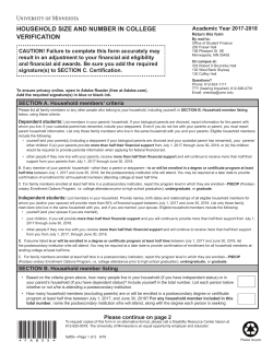 household size and number in college verification