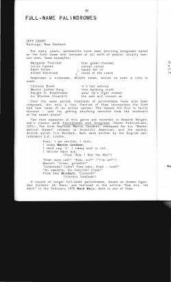 Full-Name Palindromes - Digital Commons @ Butler University