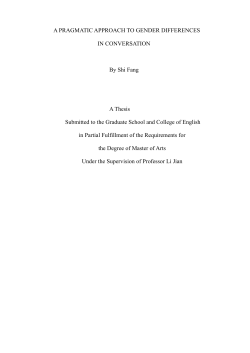 A PRAGMATIC APPROACH TO GENDER DIFFERENCES IN