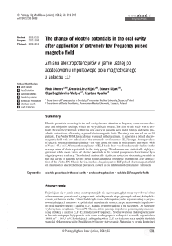 The change of electric potentials in the oral cavity after application of