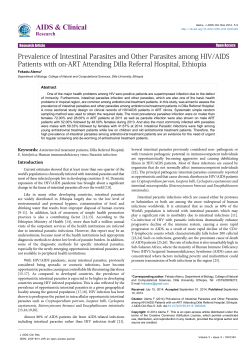 Prevalence of Intestinal Parasites and Other Parasites among HIV