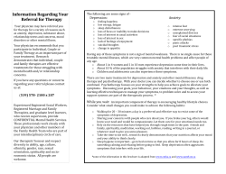 Information Regarding Your Referral for Therapy