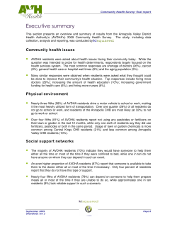 Executive summary - Annapolis Valley Health