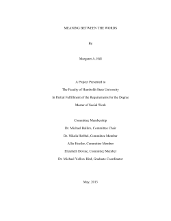 MEANING BETWEEN THE WORDS By Margaret A. Hill