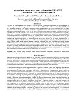 Mesospheric temperature observations at the USU/CASS