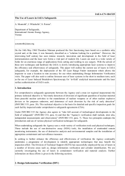 IAEA-CN-184/325 The Use of Lasers in IAEA Safeguards 1