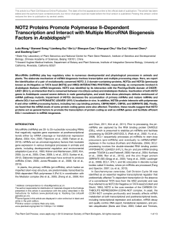 NOT2 Proteins Promote Polymerase II&ndash;Dependent