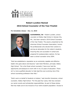 Robert Lundien Named 2016 School Counselor of the Year Finalist