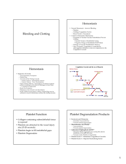 Bleeding and Clotting Hemostasis Hemostasis Platelet Function