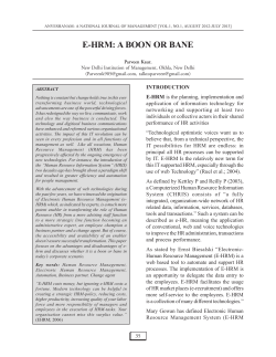 E-HRM: A BOON OR BANE - A National Journal of Education