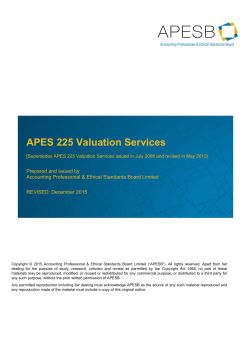 APES 225 Valuation Services - Accounting Professional and Ethical