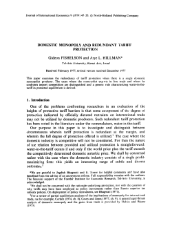 Domestic Monopoly and Redundant Tariff Protection
