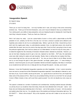 Inauguration Speech - LCC International University