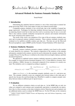 Advanced Methods for Sentence Semantic Similarity
