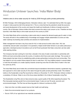 Hindustan Unilever launches `India Water Body`