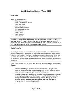 Unit C Lecture Notes—Word 2003