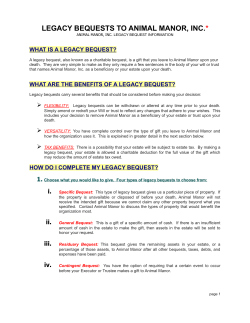 legacy bequests to animal manor, inc.